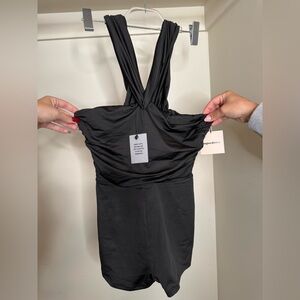 Superdown Black Ruched Backless Dress